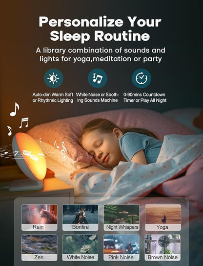 Dekala Smart Sunrise Alarm Clock with Wireless Charging for iPhone 14 13 12 Apple Watch AirPods Samsung, White Noise Sleep Sounds Machine, Nursery Night Light for Heavy Sleeper Kid