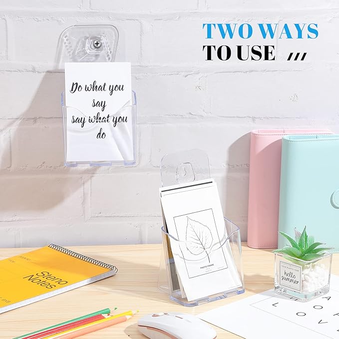 15 Pieces Acrylic Brochure Holder Stand Clear Plastic Flyer Organizer A6 Size Brochure Container 4 Inch Wide Wall Mount or Standing Pamphlet Counter Display for Home Office Classroom Supplies