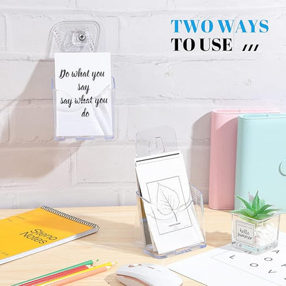 15 Pieces Acrylic Brochure Holder Stand Clear Plastic Flyer Organizer A6 Size Brochure Container 4 Inch Wide Wall Mount or Standing Pamphlet Counter Display for Home Office Classroom Supplies
