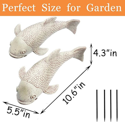 Set of 2 Koi Fish Decor, Large Outdoor Garden Statues, Pond Accessories, Yard Decor, Real Fish Sculpture Art, Koi Pond Kit, Statues for Yard Ornaments Sculpture Garden for Outdoors