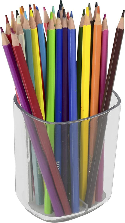 Acrimet Jumbo Pencil Holder, Pen Cup, Caddy Super-Sized Desktop Organizer for Students, Artists and Professionals (Plastic) (Clear Crystal Color)