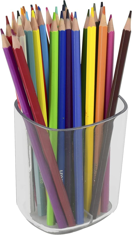 Acrimet Jumbo Pencil Holder, Pen Cup, Caddy Super-Sized Desktop Organizer for Students, Artists and Professionals (Plastic) (Clear Crystal Color)