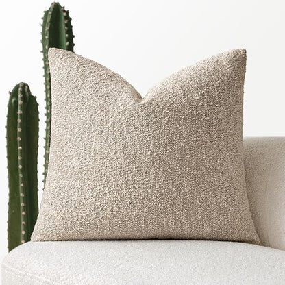 MIULEE Textured Boucle Throw Pillow Cover Neutral Accent Solid Eruo Sham Pillow Case Decorative Soft Pack of 1 Couch Cushion Chair Sofa Bedroom Livingroom Home Decor,24x24 Inch