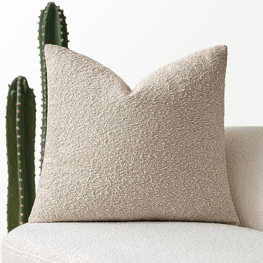 MIULEE Textured Boucle Throw Pillow Cover Neutral Accent Solid Eruo Sham Pillow Case Decorative Soft Pack of 1 Couch Cushion Chair Sofa Bedroom Livingroom Home Decor,24x24 Inch