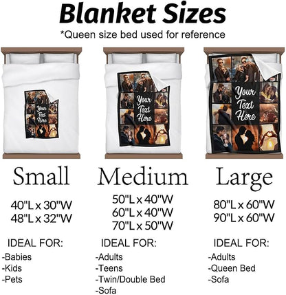 Custom Blanket with Photos Personalized Blankets Customized Blankets and Thows Customizable Blanket Picture Blankets Customize for Valentines Day Gifts Birthday for Her Him Girlfriend Boyfriend Wife