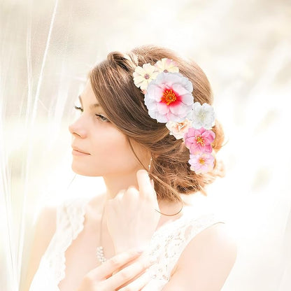 210 Pcs Mini Silk Flower Heads Small Pink Fake Rose Daisy Faux Flowers Bulk for Crafts Artificial Loose Fabric Flowers Heads Sunflower Bulk for Wedding Hair Cap Dresses Decorations (Light Pink Mixed)