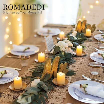 Romadedi Iron Plate Candle Holder, Gold Candle Holders for Pillar, Set of 4 Small Candle Tray, Pillar Candle Holder Plate Metal Candle Stand for Coffee Table Decor, Wedding, Party, Home Decor