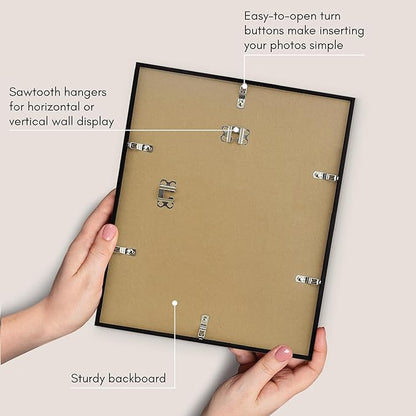 Americanflat 12x14 Picture Frame with Polished Plexiglass - Use as 9x11 Frame with Mat or Display 12x14 Photo Without Mat - Streamline Collection - Thin Border Picture Frames for Wall - Black