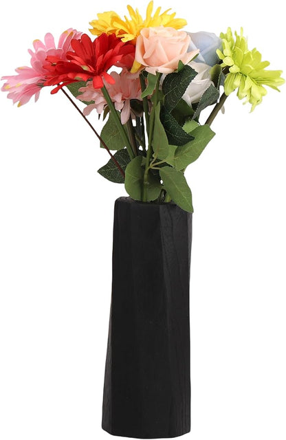 Handcrafted Natural Wood Vase | Eco-Friendly Home Decor | Unbreakable Rustic Flower Vase for DIY Painting | 9.5" Wooden Decorative (vase Brown)