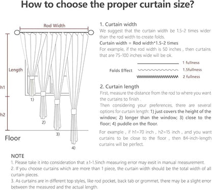 Joydeco Linen Curtains 84 Inch Length 2 Panel Sets,Light Filtering Curtains for Bedroom 100 Inch Wide Living Room Drapes with Back Tabs & Rod Pockets (W100 x L84 Inch, Beige)