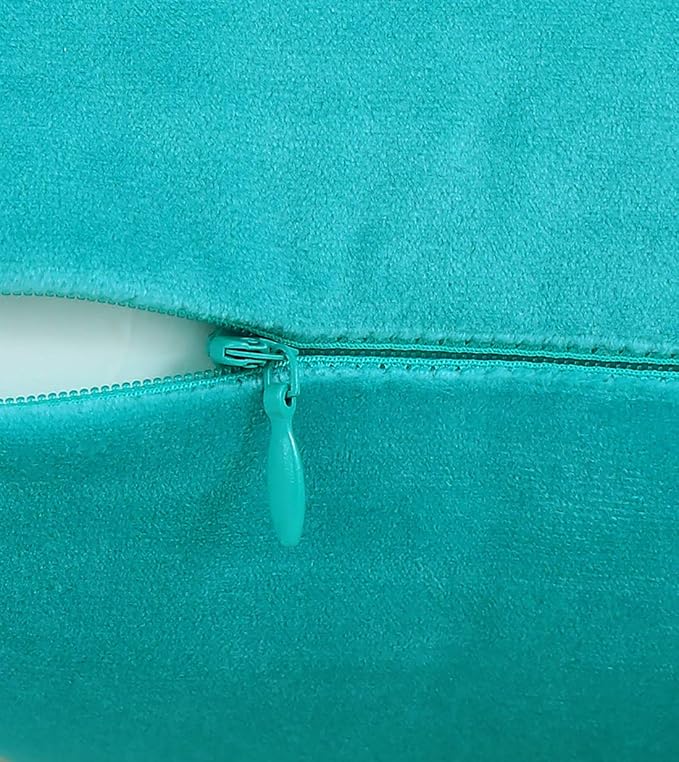 Jeneoo Comfy Soft Thick Velvet Lumbar Throw Pillow Covers Decorative Solid Rectangle Couch Cushion Cases for Bedroom Sofa Decor (Turquoise, 12 x 20 Inches, 2 Pieces)