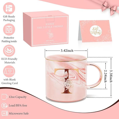 Valentines Day Gifts for Her, Anniversary Birthday Galentines Gifts for Women Mom Grandma Friend Sister Wife Teacher Coworker, Personalized Initial Customized Gift Monogrammed A-Z Coffee Mug 12 OZ(T)