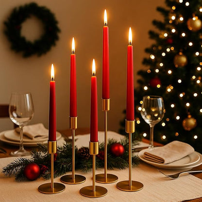 Smtyle Gold Taper Candle Holders for Candlesticks Set of 5 Matte Finial for Wedding Dining Table Centerpiece,Golden Birthday Gifts Decor
