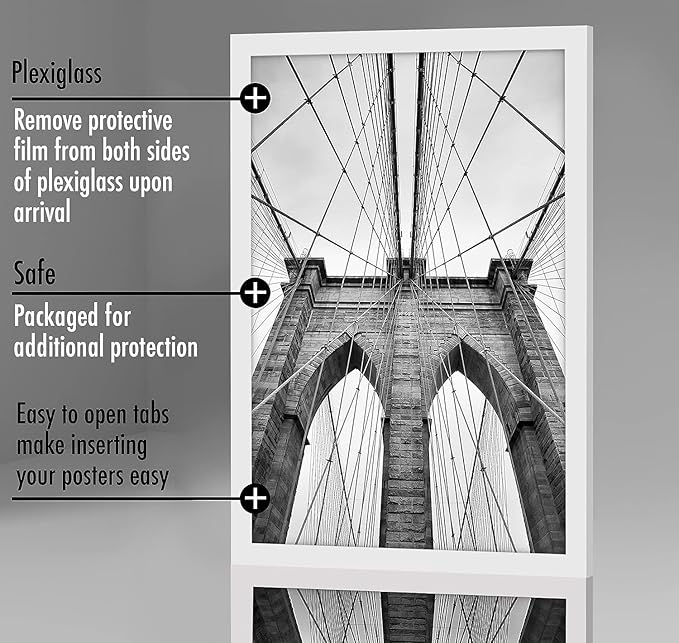 Americanflat 20x30 Poster Frame with Polished Plexiglass - White Picture Frame - Wide Photo Frames Made of Engineered Wood for Vertical or Horizontal Wall Display - Epic Collection - White