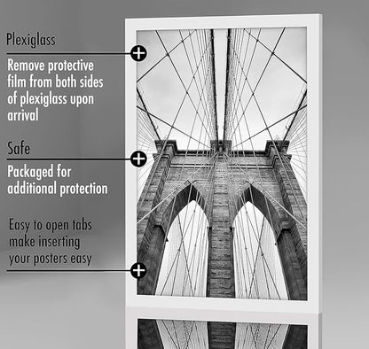 Americanflat 20x30 Poster Frame with Polished Plexiglass - White Picture Frame - Wide Photo Frames Made of Engineered Wood for Vertical or Horizontal Wall Display - Epic Collection - White