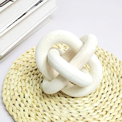 3-Ring Wooden Chain, Pine Wood Carving, Modern Home Minimalist Coffee Table Decoration, Living Room, Bedroom, Bookshelf, Porch Decoration（F）