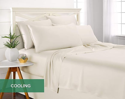 Pure Bamboo Short Queen Sheets for RV Camper (60"x75") - Genuine 100% Organic Viscose Derived from Bamboo Bed Sheet Set, Soft & Cooling, 2 Year Quality Promise (Short Queen, Ivory)