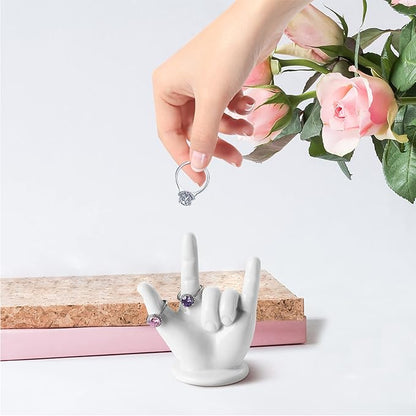 PUDDING CABIN Valentine's Day Gifts for Her & Him - Hand Ring Holder - I Love You - Wedding Ring Stand & Display Decor, Birthday & Engagement Gifts for Women, Men & Couple, Room & Desk Decor