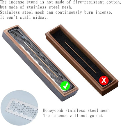 CEREMONY Incense Holder,Ceramic Incense Holder for Sticks with Ash Catcher,Coffin Style Incense Box,Incense Burner for Meditation Yoga Spa Room Decor(Brown)