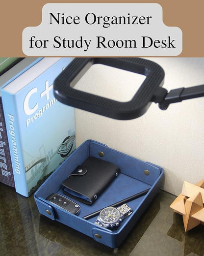 CASIRENA Father's Day Gifts Faux Leather Valet Tray Organizer for Men - Catch-All Tray for Entryway Table Key, Wallet, Watch, Coin Change, Phone, Dresser EDC Dump Jewelry, Bedside Nightstand Desk-top