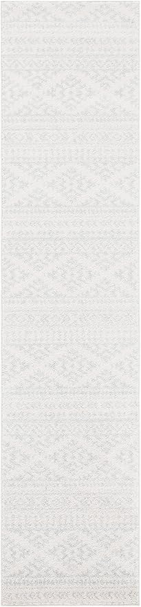 SAFAVIEH Tulum Collection Runner Rug - 2' x 7', Ivory & Light Grey, Moroccan Boho Tribal Design, Non-Shedding & Easy to Clean, Ideal for Living Room, Hallway, Foyer, Entryway, Bedroom (TUL272G)