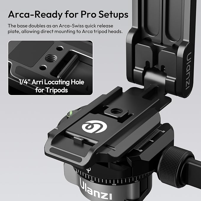 ULANZI Magnetic Phone Tripod for iPhone, MA38 Portable Phone Holder Mini Tripod for Magsafe with Double-Sided 1/4'' Screw Arca Uka Port Foldable Hook for iPhone 17/16/15/14/13/12, Travel Vlog Black