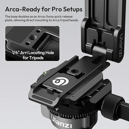 ULANZI Magnetic Phone Tripod for iPhone, MA38 Portable Phone Holder Mini Tripod for Magsafe with Double-Sided 1/4'' Screw Arca Uka Port Foldable Hook for iPhone 17/16/15/14/13/12, Travel Vlog Black