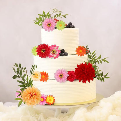 210Pcs Mini Silk Flower Heads Small Fake Mums Rose Faux Flowers Bulk for Crafts Artificial Loose Fabric Flowers Heads Sunflower Bulk for Wedding Hair Cap Dresses Fall Home Decorations (Orange)