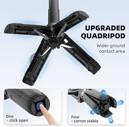 Magnetic Selfie Stick Mini Tripod for iPhone, Portable Pocket 4-in-1 Multifunctional 360° Rotation Phone Handle Grip Stand with Detachable Remote/Clip/Metal Ring for MagSafe/Android【4 Legs】