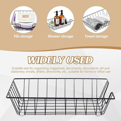 Yeaqee 6 Pcs Letter Tray Wire Paper Trays Stackable File Desk Organizer Metal File Paper Holder Basket for Desk Desktop Letter Storage for Office Home Classroom School(14'' x 10'' x 3'',Black)