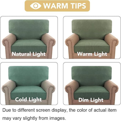 H.VERSAILTEX Multi-Pieces Chair Covers Stretch Couch Covers Form Fitted Seat and Back Cushions Covers (1 Seat Cover Plus 1 Back Cusion Cover, Bonus 2 Armrest Covers), Loden Frost