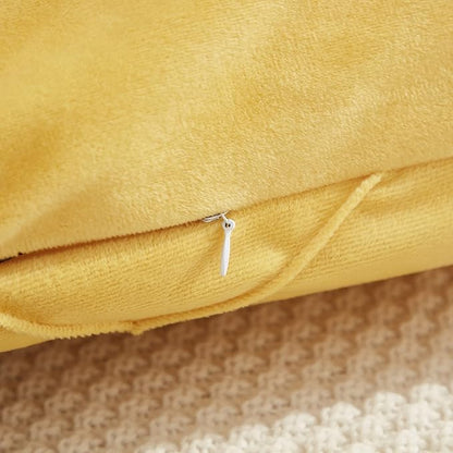JAUXIO Diamond Pinch Pleated Crystal Velvet Pillowcases 2 Pack Solid Pintuck Throw Cushion Cover for Home Decor Hidden Zipper Closure (Yellow, King)