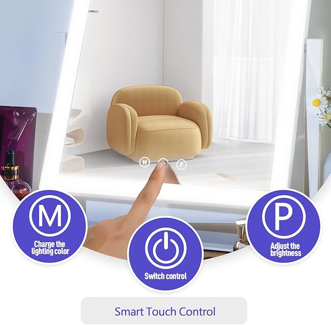 Light up Makeup Mirror for Vanity, Desk Mirror with Light with 5X Magnification Mirror, Light up Vanity Mirror, Led Mirror for Desks, Makeup Vanity Mirror, 3 Color, Touch Control