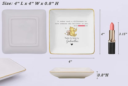 NZY Appreciated Gift from Godchild to Godmother,Christening Baptism Christmas Gifts,Thanks for Being My Godmother-It Makes Such A Difference-Jewelry Tray Trinket Holder Ring Dish