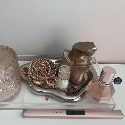 Ceramic Jewelry Dish for Women, Unique Cloud Shaped Trinket Ring Tray, Room Decorative Vanity Tray, Women Gift for Mother's Day, Christmas, Thanksgiving, Birthday, for Plate, Watch, Keys etc(Silver)