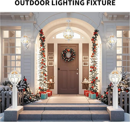 Dusk to Dawn Globe Outdoor Wall Lights, White Porch Light, Aluminum Waterproof Exterior Lighting Fixtures Wall Mount, Sphere Outside House Sconces Lantern with Amber Glass for Patio Garage, 2 Pack