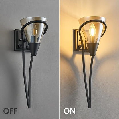 Modern Black Wall Sconce E12 Torch Decorative Wall Lights Industrial Wall Lights for Bedroom Bathroom Living Room Hallway
