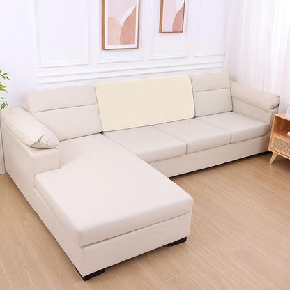 hyha Individual Couch Cushion Covers, Stretch Magic Sofa Seat Cushion Covers Washable, Dog Couch Sofa Slipcover for Pets, Kid with Elastic Bottom(Back Cover L, Beige)