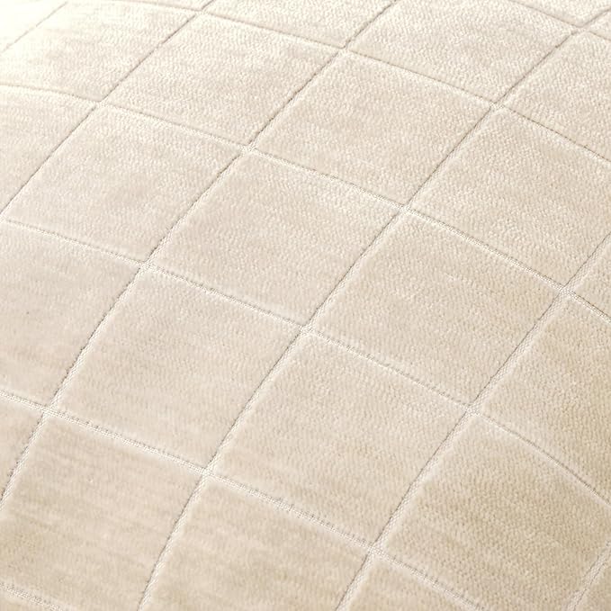 MIULEE Decorative Chenille Check Throw Pillow Covers Vintage Plaid Couch Pillows 18x18 Inch Set of 2 Neutral Boho Farmhouse Cushion Covers Modern Spring Home Decor for Sofa Bed Living Room Beige
