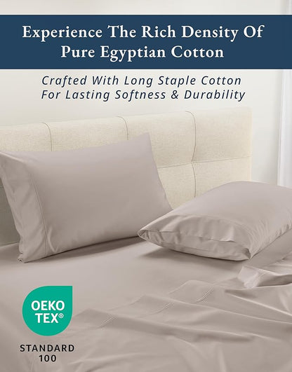 LANE LINEN 100% Egyptian Cotton Bed Sheets - 4PC Queen Sheets Set, Long Staple Cotton Bedding Sheets, Sateen Weave, Luxury Hotel Sheets, Deep Pocket - Nacreous Clouds