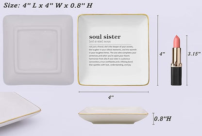 NZY Birthday,Christmas Gift for Soul Sister-Gratitude Affirmation Recognition Thank You Gift for Sister,Best Friend,Sis-in-Law,Bestie-Best Friend Ever-Friendship,Jewelry Tray Trinket Holder Ring Dish