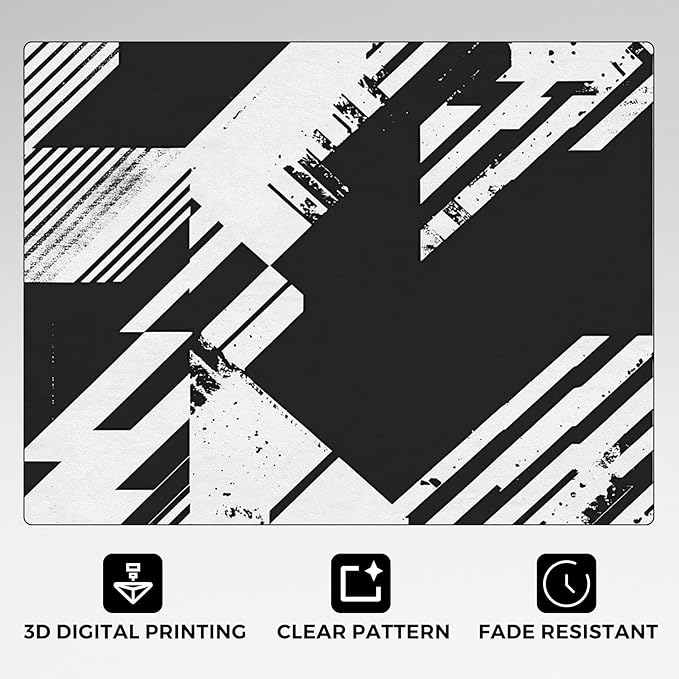 Black and White Rugs for Home Decor, 7x9 ft, Abstract Geometric Area Rugs for Living Room, Soft Non Slip Washable Modern Minimalist Carpet Bedroom Decorations Dt-Ghf-31