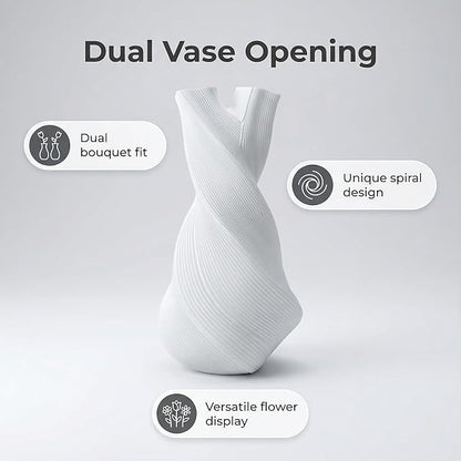 Modern Sculptural Twisted Vase, 8.66 Inch Waterproof 3D Printed Flower Vase for Fresh or Dried Flowers, Minimalist Art Vase for Home Decor, Contemporary Centerpiece & Valentine’s Day Gift