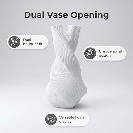 Modern Sculptural Twisted Vase, 8.66 Inch Waterproof 3D Printed Flower Vase for Fresh or Dried Flowers, Minimalist Art Vase for Home Decor, Contemporary Centerpiece & Valentine’s Day Gift