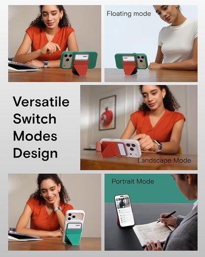 MOFT Magnetic Wallet Stand Compatible with iPhone 17/16/15/14/13/12 Series, Angle Adjustment Magsafe Compatible MOVAS Phone Stand,Clay