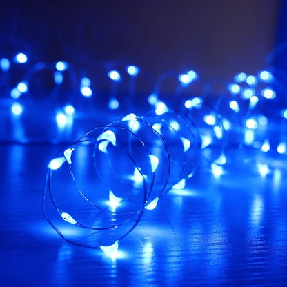 [6-Pack] 7Ft Starry String Lights No Remote Fairy String Lights 20 Micro Starry LEDs On Silver Wire 2pcs CR2032 Batteries Included,Works for Wedding Centerpiece,Party,Christmas Table Decor (Blue)