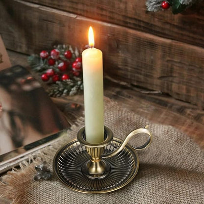 Healifty Candle Holder Candlestick Holder: Taper Candle Holders for Christmas Decor, Vintage Bronze Candlestick Holder with Handle, Candle Stand Chamberstick Handheld for Party Wedding Decor
