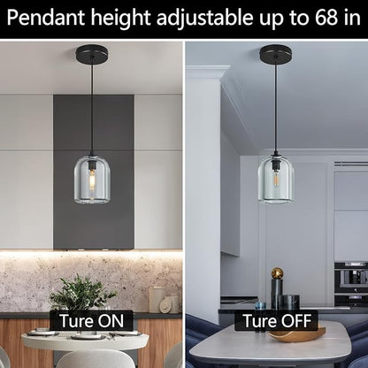 Modern Black Pendant Lights Kitchen Island Chandelier Indoor Crystal Hanging Light Fixtures for Dining Room Living Room Bedroom Bar（3Pack）