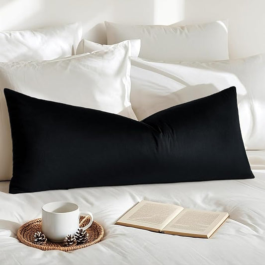 Artscope Luxury Velvet Lumbar Pillow Cover Super Soft Decorative Rectangle Throw Pillow Covers Case Cushion Covers for Sofa Couch Bedroom Car Decor 14x36 Inch Black