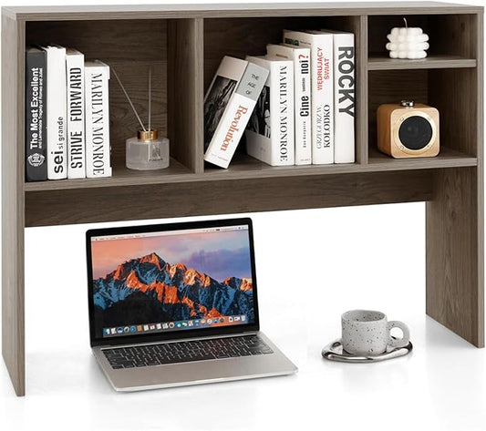 Desktop Bookshelf, 2-Tier Display Organizer Shelf Rack, Dorm Desk Hutch, Desk Shelf for Top of Desk, Multipurpose Wood Counter Top Bookcase for Office Home